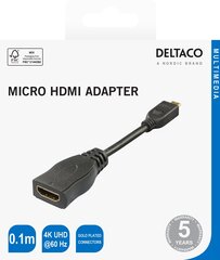 Deltaco, HDMI/Micro HDMI, 0.1 m hind ja info | USB adapterid ja jagajad | hansapost.ee