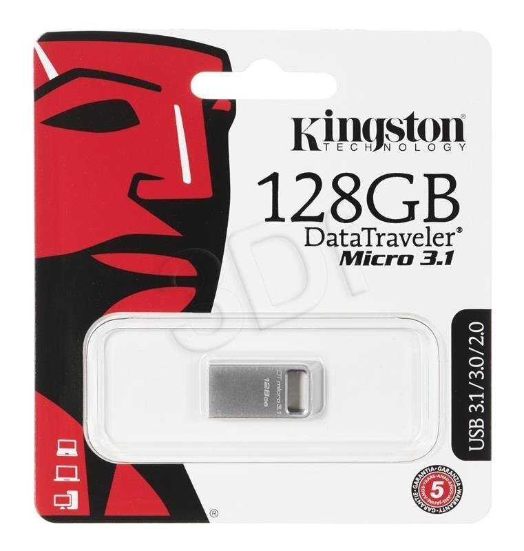 KINGSTON 128GB DTMicro USB 3.1/3.0 Type-A metal ultra-compact flash drive цена и информация | Mälupulgad | hansapost.ee