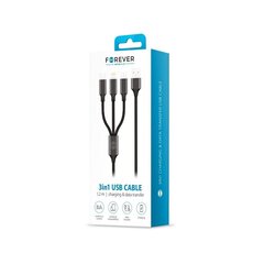 Forever 3in1 Lightning + USB-C + microUSB 1,2 м 2A цена и информация | Borofone 43757-uniw | hansapost.ee