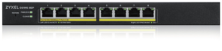 Zyxel GS1915-8EP Managed L2 Gigabit Ethernet (10/100/1000) Power over Ethernet (PoE) Black hind ja info | Võrgulülitid | hansapost.ee