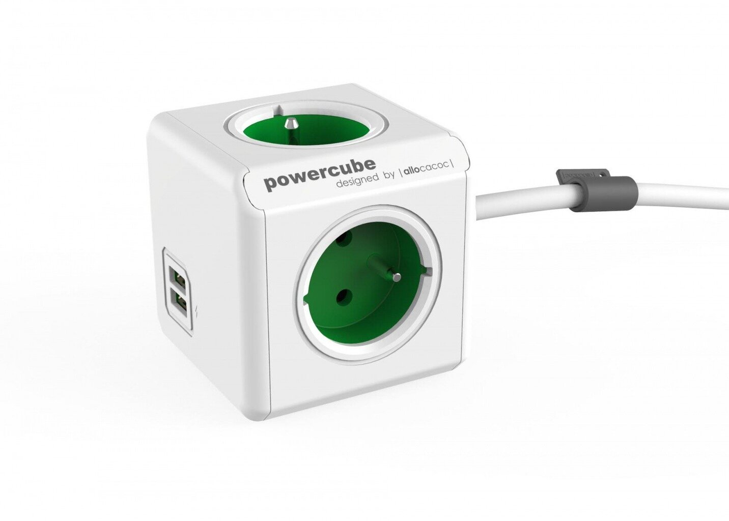 Allocacoc PowerCube USB Extended 1,5m 2402 Roheline hind ja info | Pikendusjuhtmed | hansapost.ee