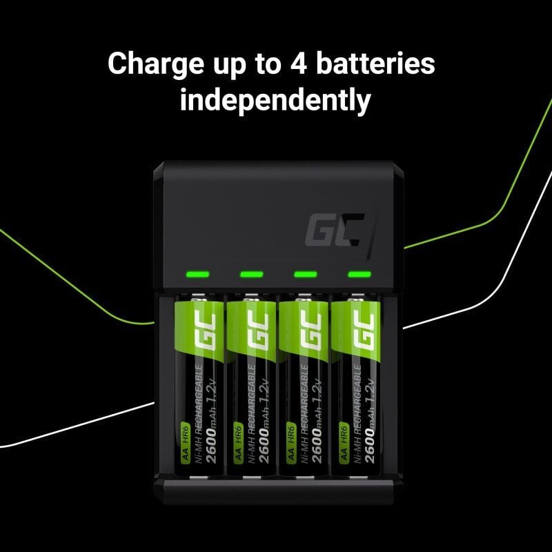 Green Cell VitalCharger laadija 4x AA 2000mAh цена и информация | Fotoaparaatide laadijad | hansapost.ee