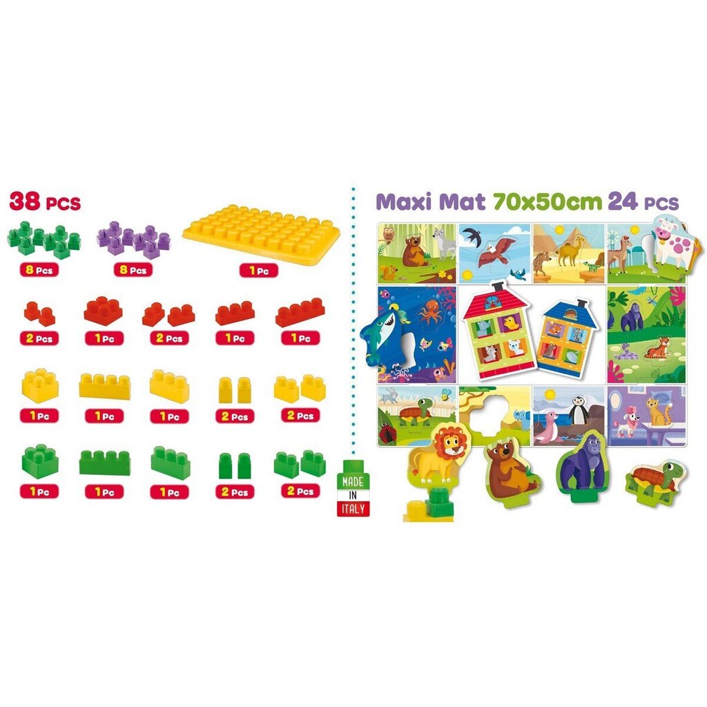 Ehitusplokkide mäng Lisciani Giochi Carotina Baby 70 x 50 cm vaibapusle 62 tükki 40799 price and information | Beebide mänguasjad | hansapost.ee