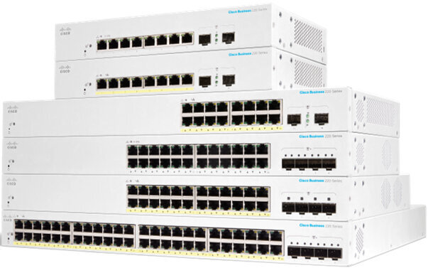 Cisco CBS220-24P-4X network switch Managed L2 Gigabit Ethernet (10/100/1000) Power over Ethernet (PoE) White цена и информация | Võrgulülitid | hansapost.ee