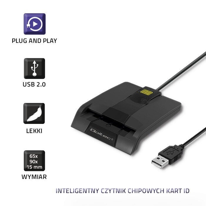 Qoltec Nutikas ID-kaardi lugeja, USB tüüp C цена и информация | Nutiseadmed ja lisatarvikud | hansapost.ee