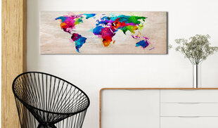 Pilt - World Map: Finesse of Colours 135x45 cm hind ja info | Seinapildid | hansapost.ee