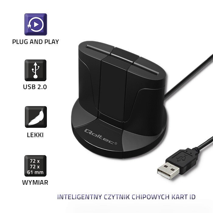 Qoltec Intelligentne ID-kiipkaardilugeja SCR 0632, USB hind ja info | Nutiseadmed ja lisatarvikud | hansapost.ee
