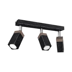 Laelamp SOLO SAWN BLACK / PATINATED WOOD 3x mini GU10 price and information | Ceiling lamps | hansapost.ee