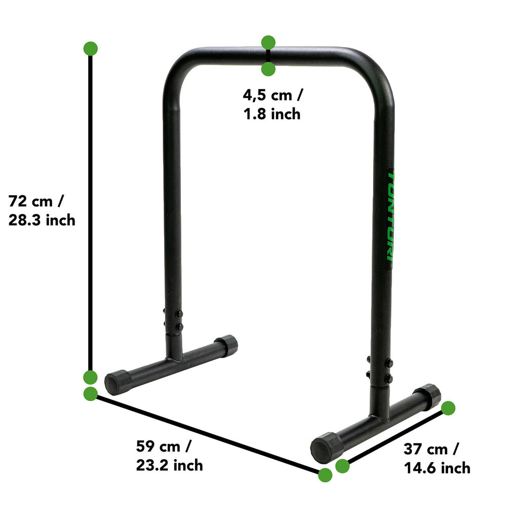 Paralleelide komplekt Tunturi, 59x37x72 cm, must цена и информация | Lõuatõmbekangid | hansapost.ee