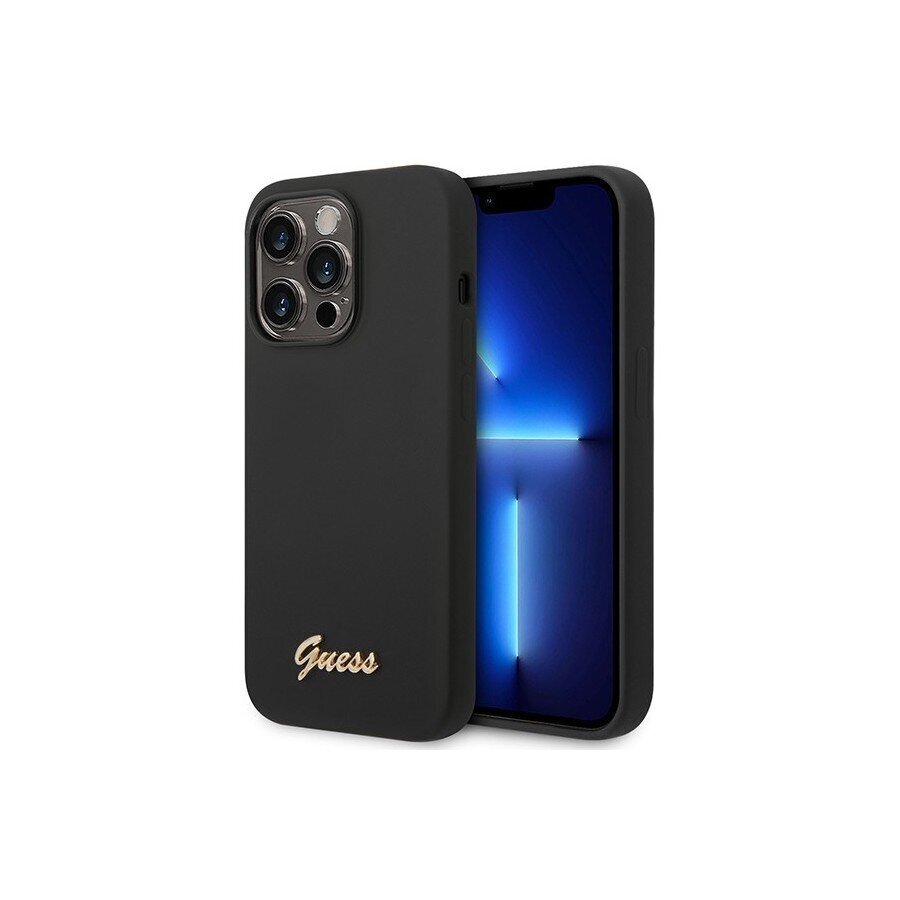 Telefoniümbris Guess Silicone Vintage - iPhone 14 Pro Max 6.7, must цена и информация | Telefonide kaitsekaaned ja -ümbrised | hansapost.ee