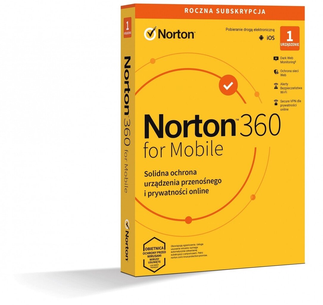 Norton 360 Mobile PL 1 kasutaja, 1 seade, 1 aasta 21426915 цена и информация | Viirusetõrjed | hansapost.ee
