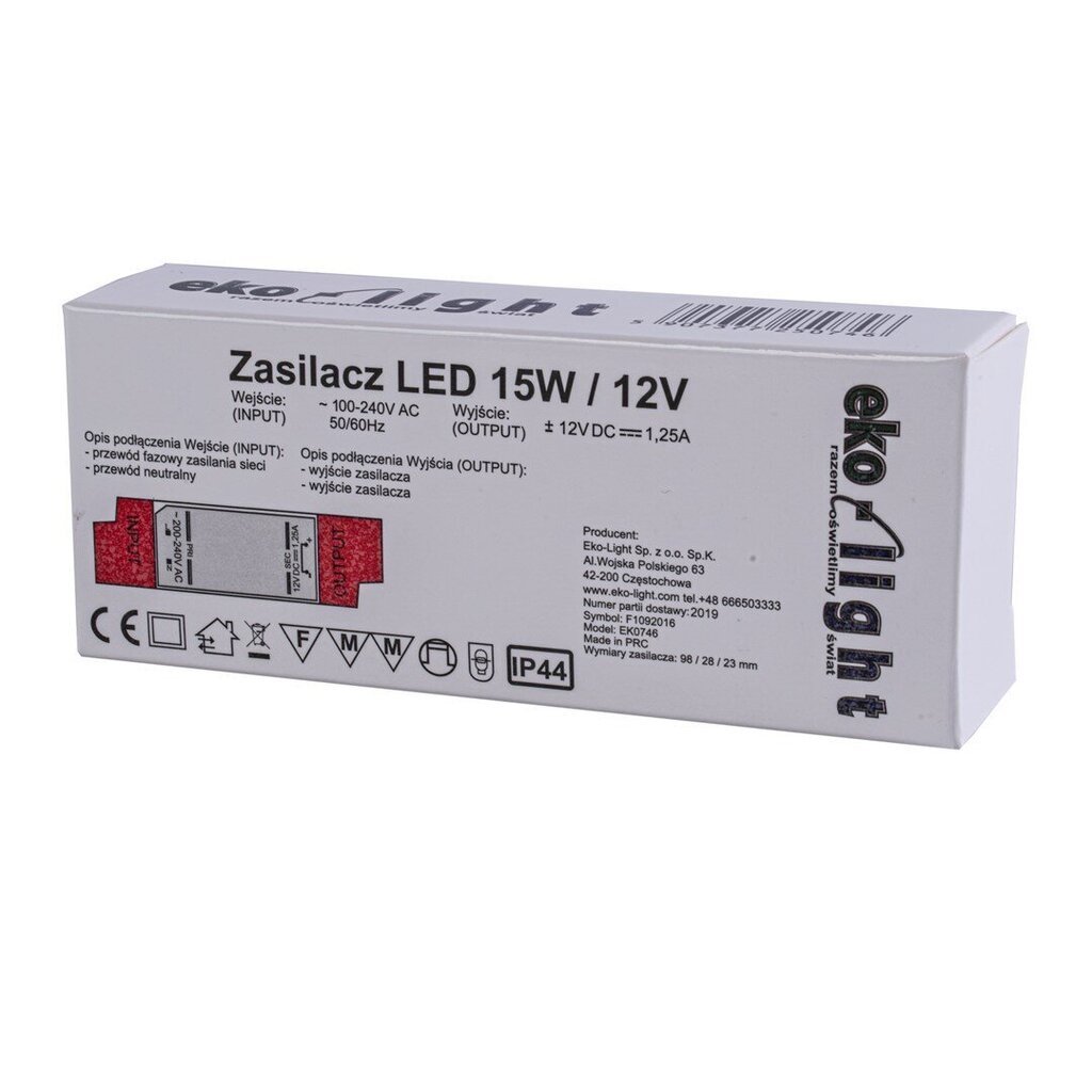 Eko-Light toiteallikas, LED 15W IP20 цена и информация | Süvistatavad LED valgustid | hansapost.ee