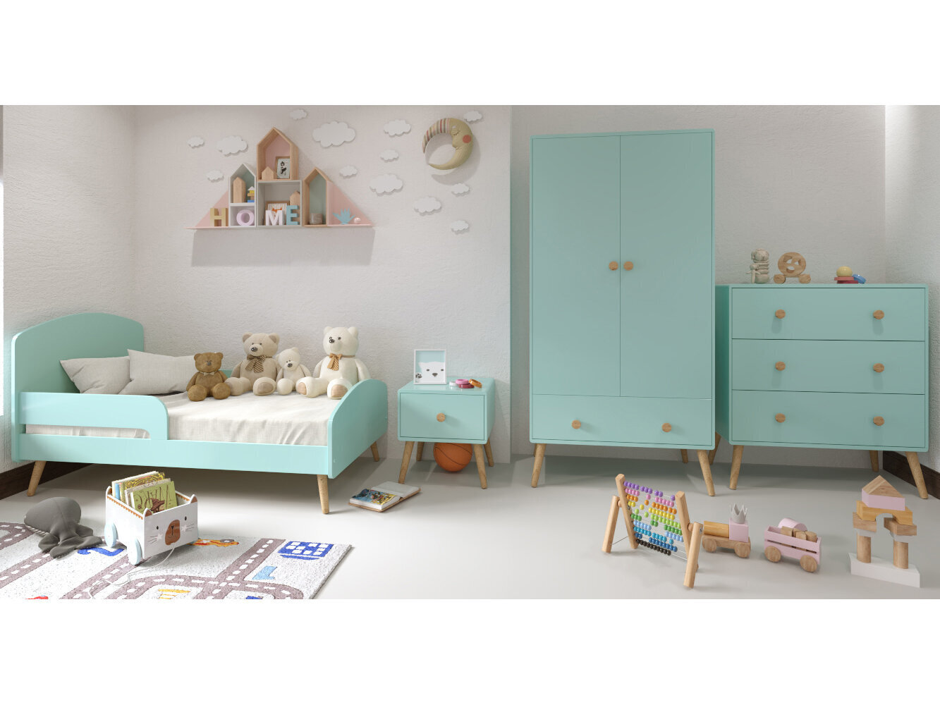 Lastevoodi Notio Living Gigi, 70x140 cm, roheline hind ja info | Lastevoodid | hansapost.ee