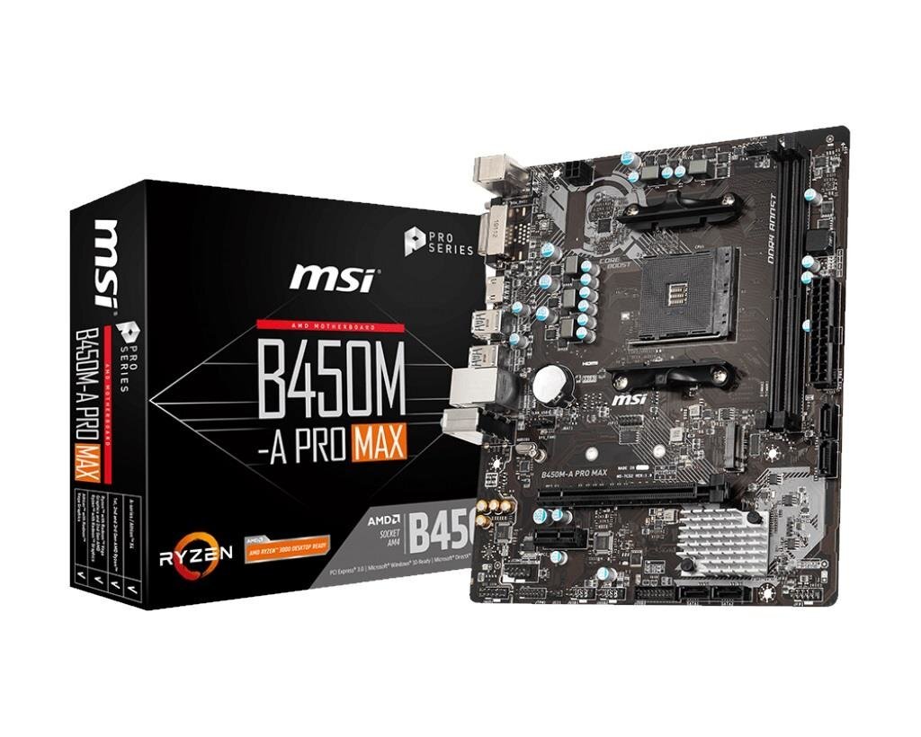 MSI Emaplaat B450M-A PRO MAX AM4 2DDR4 DVI / HDMI M.2 uATX hind ja info | Emaplaadid | hansapost.ee