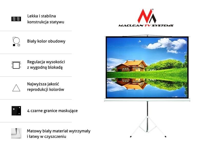 Maclean Projektsiooniekraan MC-680 112 "1: 1 std hind ja info | Projektori ekraanid | hansapost.ee