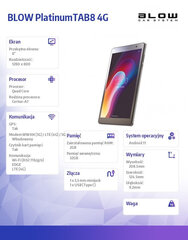 Tablet PlatinumTAB8 4G цена и информация | Blow Компьютерная техника | hansapost.ee