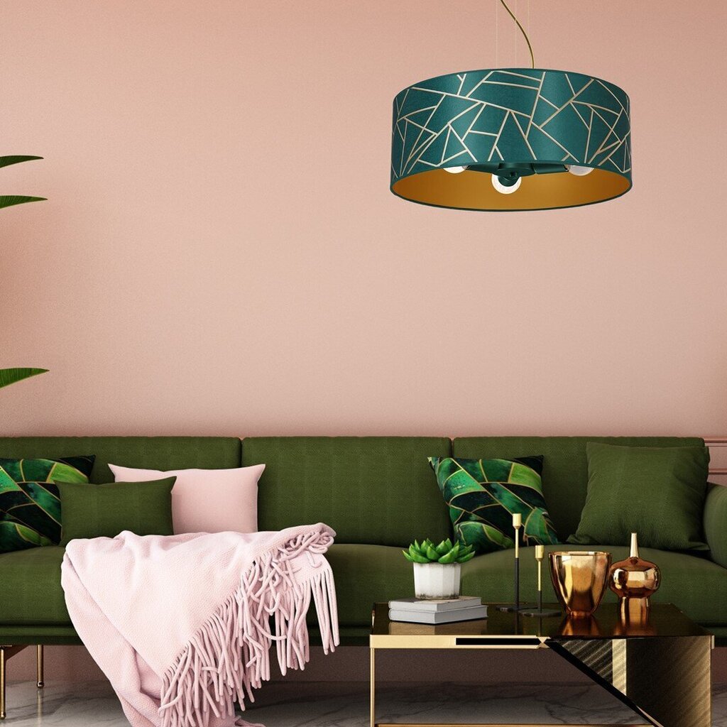 Ripplamp ZIGGY PINK Gold / Bottle Green price and information | Rippvalgustid | hansapost.ee