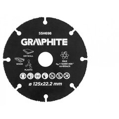 Режущий диск Graphite HM по дереву и пластику 125 x 22,2мм 55H698, графит цена и информация | Шлифовальные машины | hansapost.ee