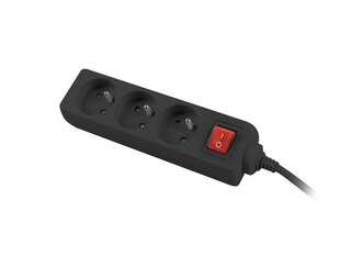 Lanberg Удлинитель 3м, черный, 3 розетки, с выключателем, кабель из цельной меди цена и информация | Удлинители | hansapost.ee
