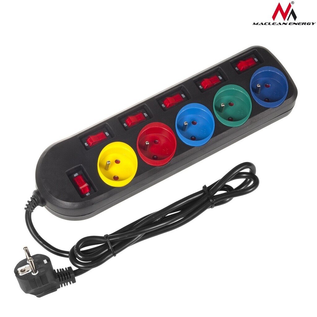 Maclean Power Strip 5 pistikupesa lülititega MCE204M цена и информация | Pikendusjuhtmed | hansapost.ee