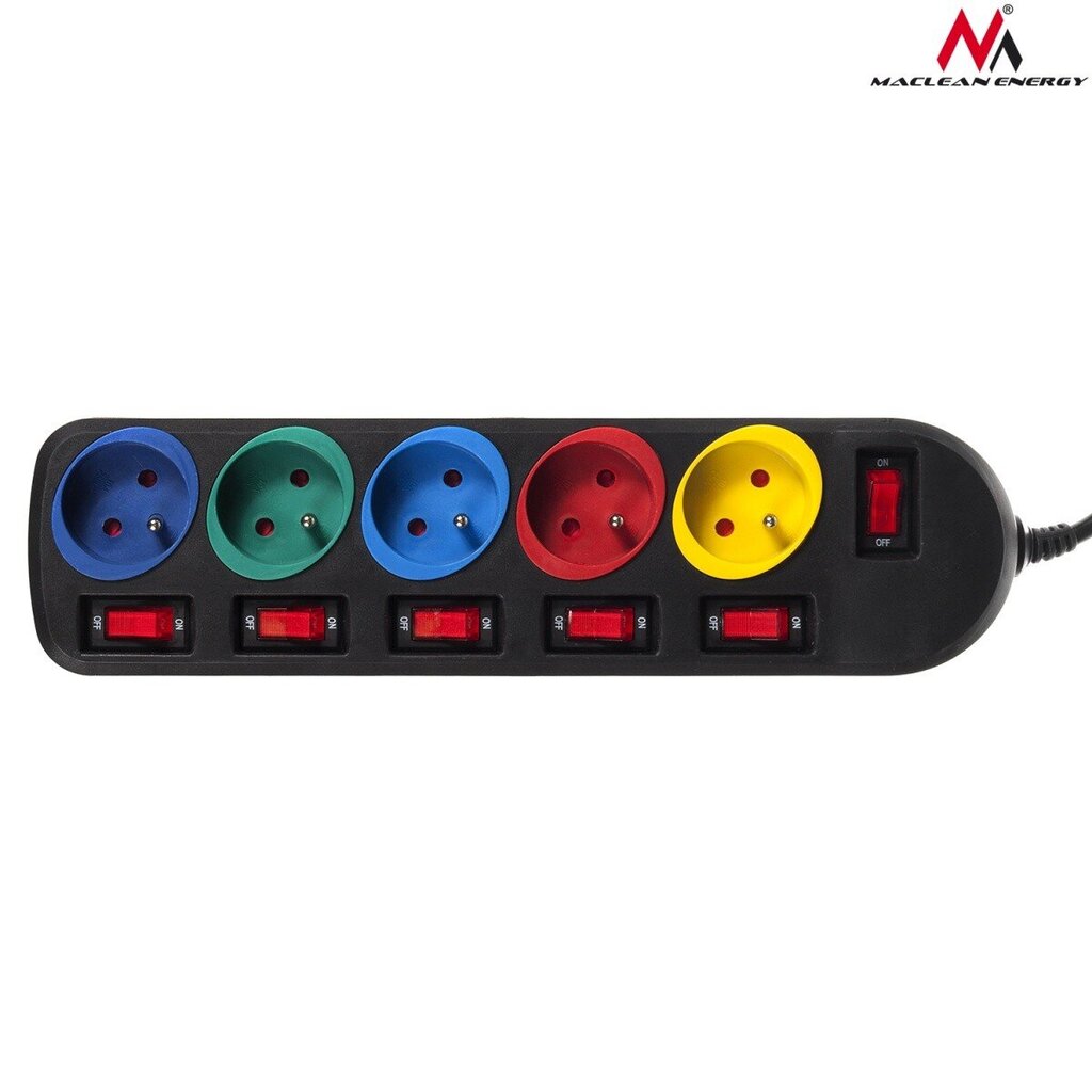 Maclean Power Strip 5 pistikupesa lülititega MCE204M цена и информация | Pikendusjuhtmed | hansapost.ee