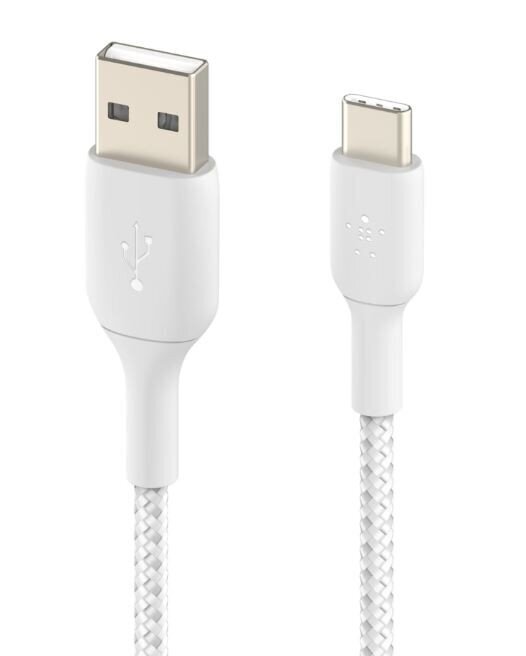 Belkin Põimitud USB-C USB-A 3m valge цена и информация | Mobiiltelefonide kaablid | hansapost.ee