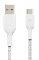 Belkin Põimitud USB-C USB-A 3m valge hind ja info | Mobiiltelefonide kaablid | hansapost.ee