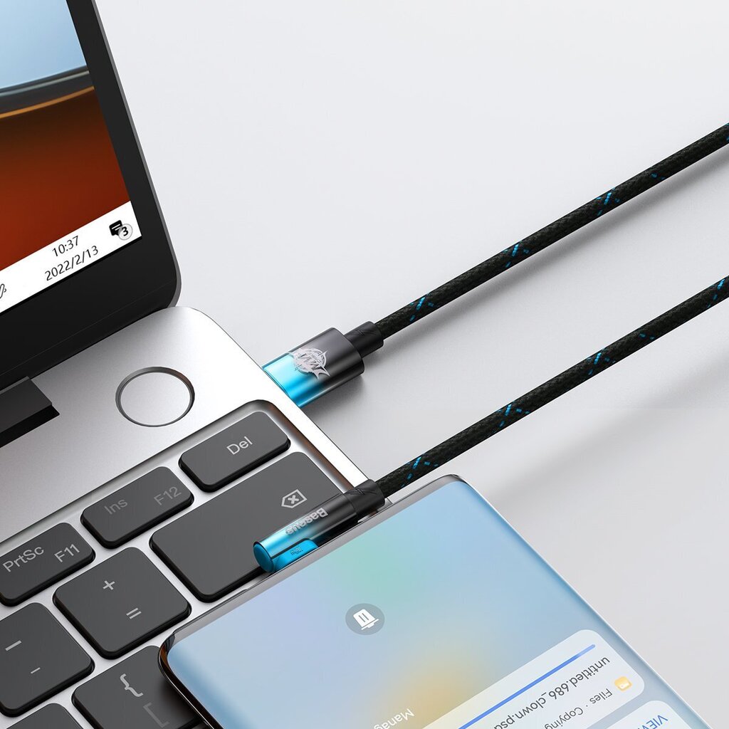 Baseus MVP Elbow angled cable Power Delivery cable with side connector USB Type C / USB Type C 1 m 100W 5A blue (CAVP000621) hind ja info | Mobiiltelefonide kaablid | hansapost.ee
