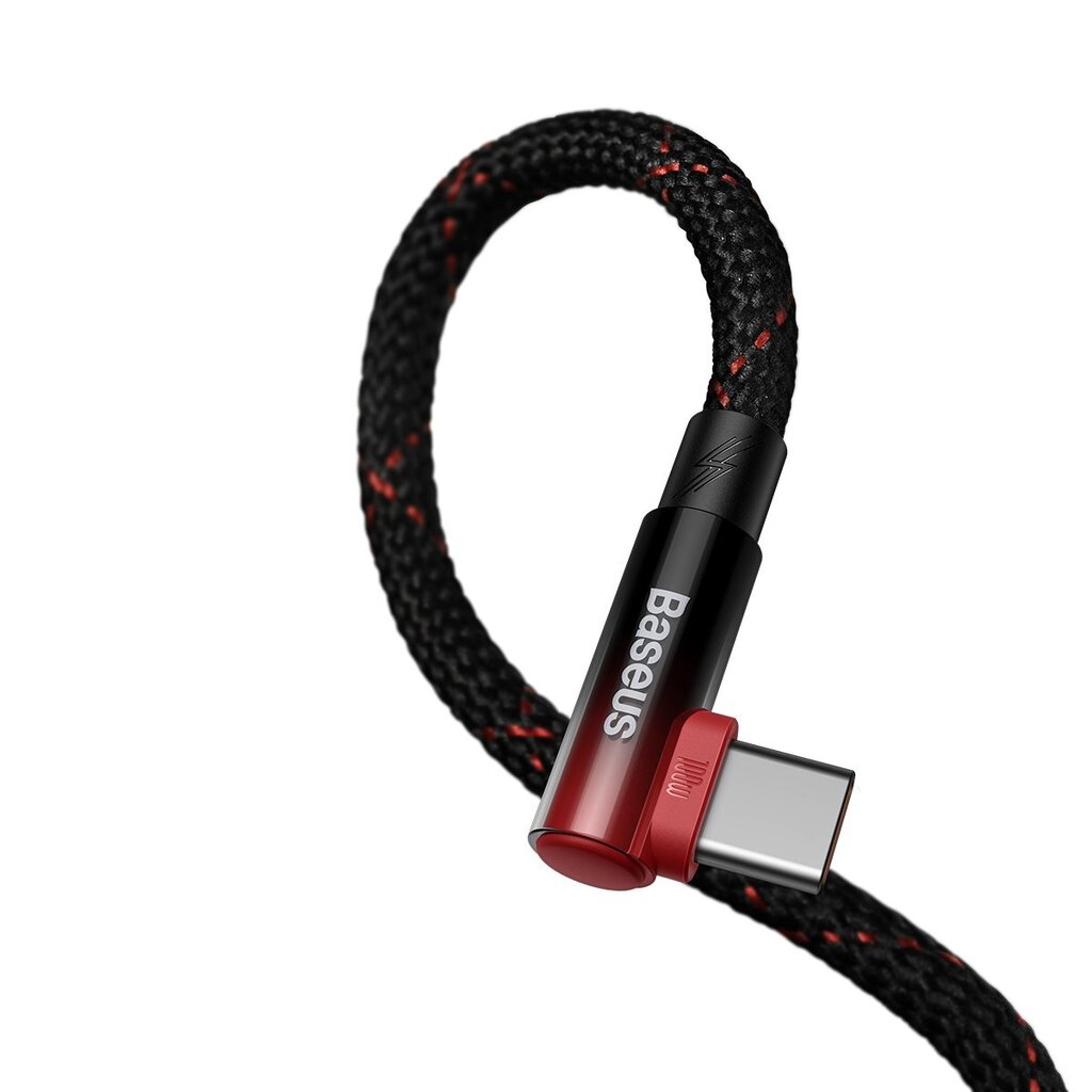Baseus MVP Elbow angled cable Power Delivery cable with side connector USB Type C / USB Type C 2m 100W 5A red (CAVP000720 цена и информация | Mobiiltelefonide kaablid | hansapost.ee