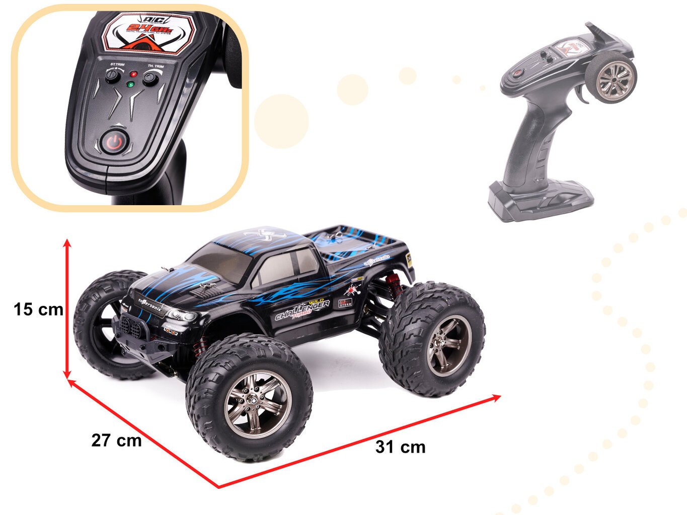 Mänguauto RC Car Monster Truck 1:12 2,4 GHZ X9115 Blue täiendatud versioon цена и информация | Mänguasjad poistele | hansapost.ee