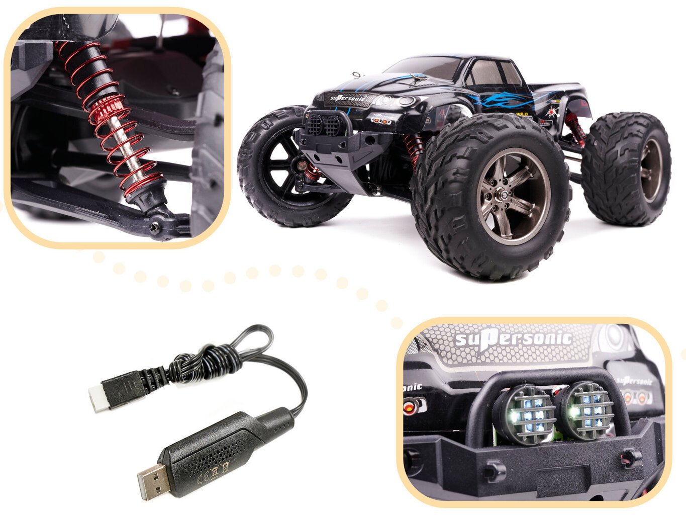 Mänguauto RC Car Monster Truck 1:12 2,4 GHZ X9115 Blue täiendatud versioon цена и информация | Mänguasjad poistele | hansapost.ee