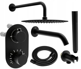 Varjatud duši- ja vannikomplekt termostaadiga Mexen Kai 7in1, 25 cm, Black hind ja info | Dušikomplektid ja süsteemid | hansapost.ee