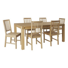 Обеденный набор Chicago New, с 6 стульями (19954), массив дерева/МДФ, с натуральным шпоном дуба, промасленный цена и информация | Комплекты мебели для столовой | hansapost.ee