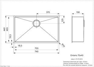 Roostevabast terasest köögivalamu Reginox Ontario, 740x440 mm hind ja info | Köögivalamud | hansapost.ee