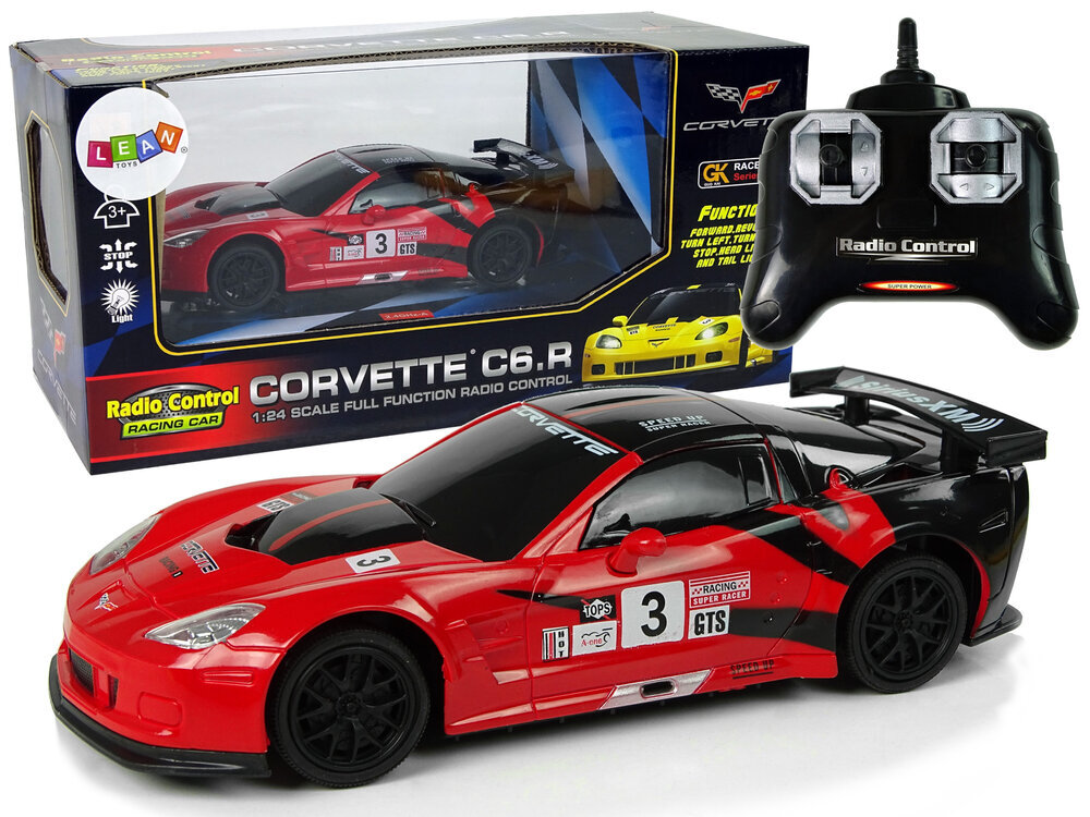Nuotoliniu būdu valdomas sportinis automobilis Corvette C6.R, 2.4 G, 1:24, raudonas hind ja info | Mänguasjad poistele | hansapost.ee
