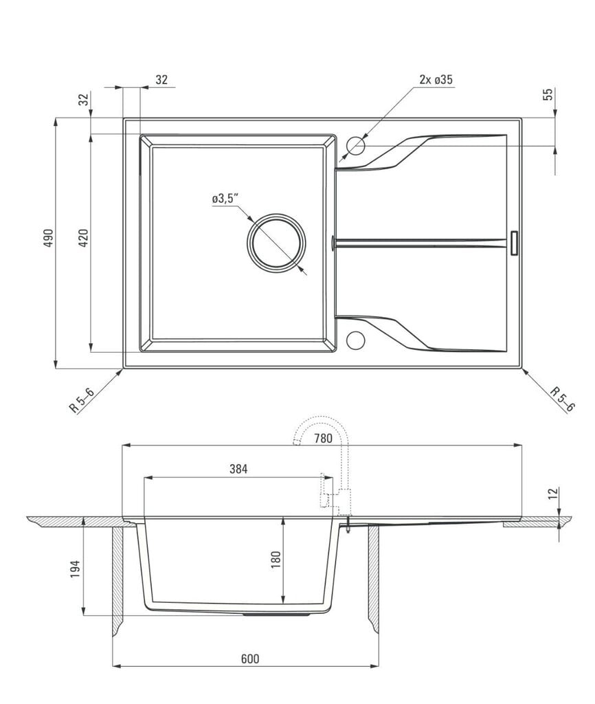 Deante graniidist köögivalamu Deante Andante Flush ZQN G11F, Graphite цена и информация | Köögivalamud | hansapost.ee