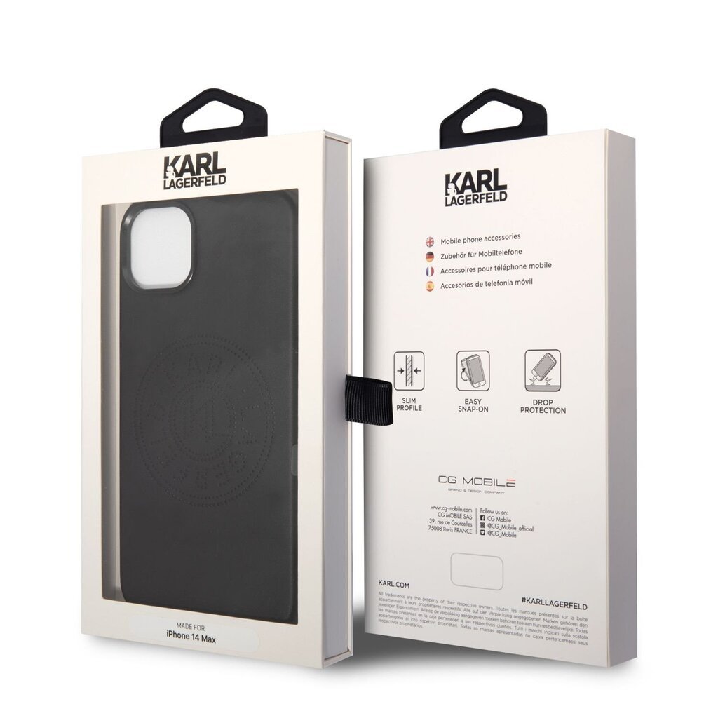 Karl Lagerfeld PU Leather Perforated Logo Case for iPhone 14 Plus Black hind ja info | Telefonide kaitsekaaned ja -ümbrised | hansapost.ee
