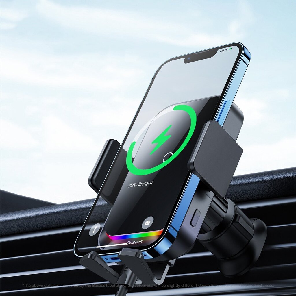 Baseus Halo car phone holder with 15W induction charger for a sheet of paper black (SUDD000001) цена и информация | Telefonihoidjad | hansapost.ee
