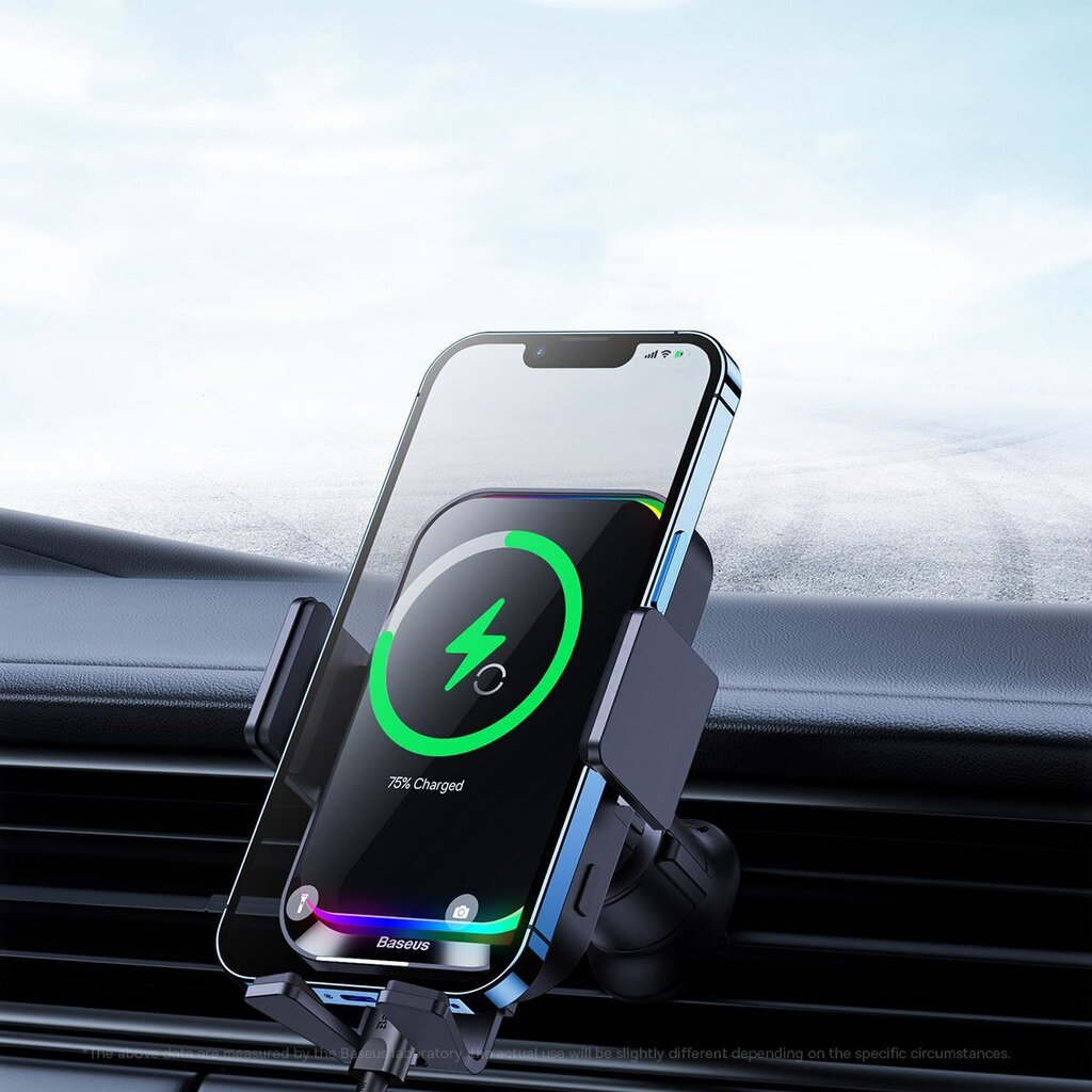 Baseus Halo car phone holder with 15W induction charger for a sheet of paper black (SUDD000001) цена и информация | Telefonihoidjad | hansapost.ee