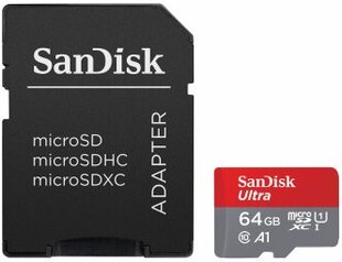 Mälukaart SanDisk Ultra microSD 64GB + SD-adapter hind ja info | Mälukaardid mobiiltelefonidele | hansapost.ee
