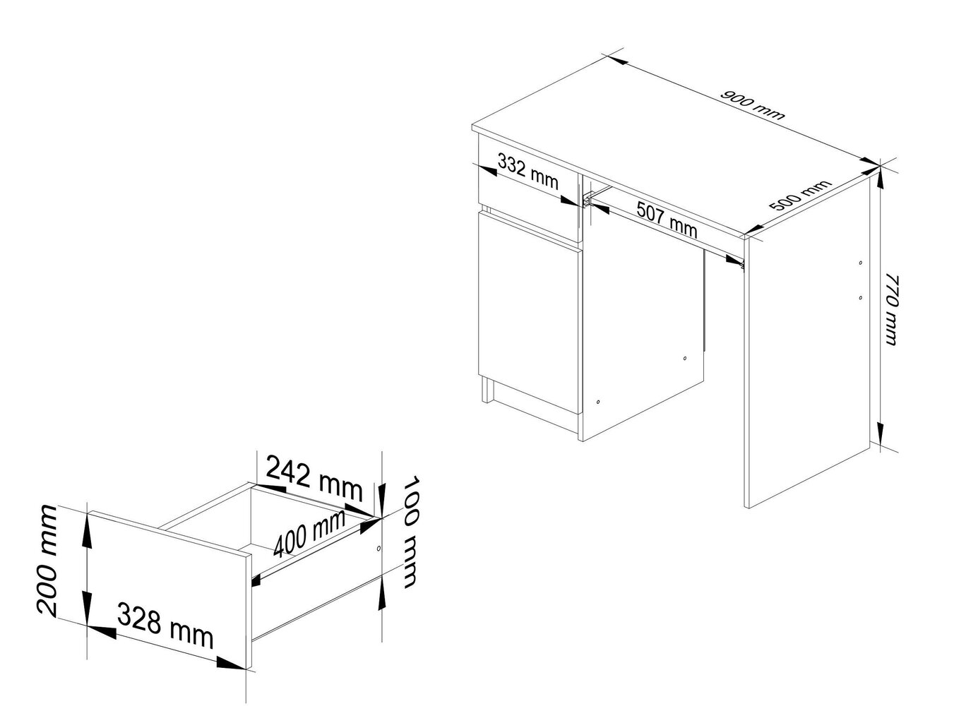 Arvutilaud Pixel, 90 cm, tamm/valge värv hind ja info | Arvutilauad, kirjutuslauad | hansapost.ee