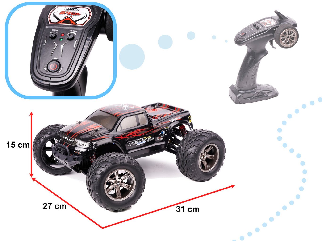 RC monster truck auto 1:12 2,4GHZ X9115 цена и информация | Mänguasjad poistele | hansapost.ee