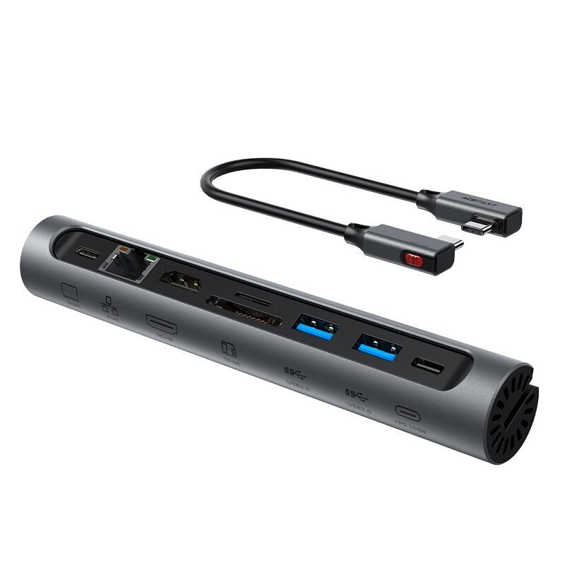 Acefast HUB multifunctional USB Type C laptop stand - 2x USB 3.2 Gen 1 (3.0, 3.1 Gen 1) / TF, SD / HDMI 4K @ 60Hz / RJ45 1Gbps / PD 3.0 100W (20V / 5A) gray (E5 space gray) цена и информация | Sülearvuti tarvikud | hansapost.ee