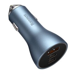 Baseus Golden Contactor Pro car charger, 2x USB-C, 1x USB, 65 Вт (blue) цена и информация | Зарядные устройства для телефонов | hansapost.ee