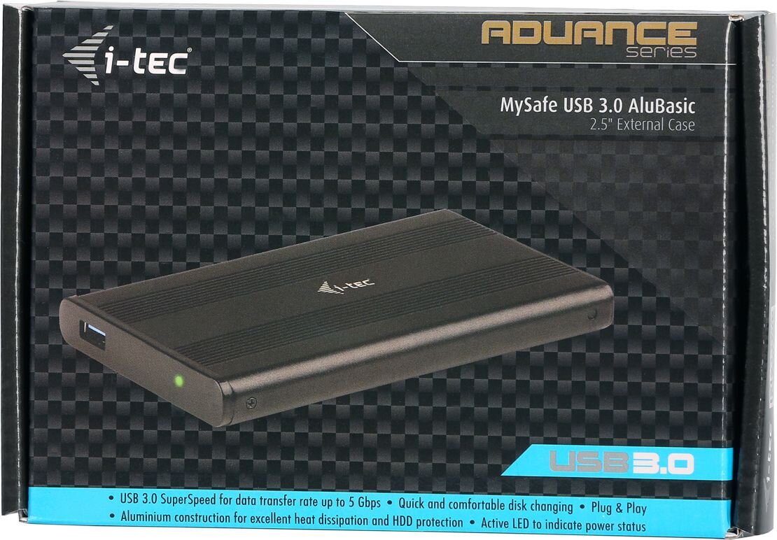 I-tec MySafe AluBasic 2,5-tolline USB 3.0 Sata I / II / III HDD SSD must цена и информация | USB-adapterid autosse | hansapost.ee