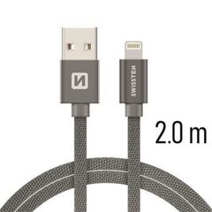 Swissten Textile Fast Charge 3A Lightning (MD818ZM/A) Data and Charging Cable 2m Grey hind ja info | Juhtmed ja kaablid | hansapost.ee