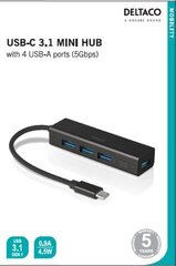 Deltaco USBC-HUB12, USB-C/USB-A цена и информация | Кабели и провода | hansapost.ee