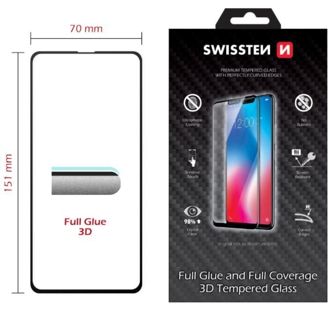 Swissten Ultra Durable Full Face Tempered Glass Apple iPhone 14 Pro Max Black цена и информация | Ekraani kaitseklaasid ja kaitsekiled | hansapost.ee