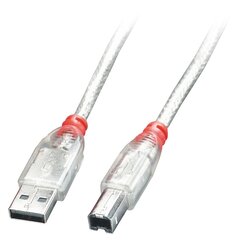 CABLE USB2 A-B 0.5M/TRANSPARENT 41751 LINDY hind ja info | Juhtmed ja kaablid | hansapost.ee