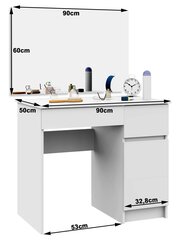 Tualettlaud koos peegliga 90x60 cm, tumepruun/valge price and information | Makeup tables | hansapost.ee